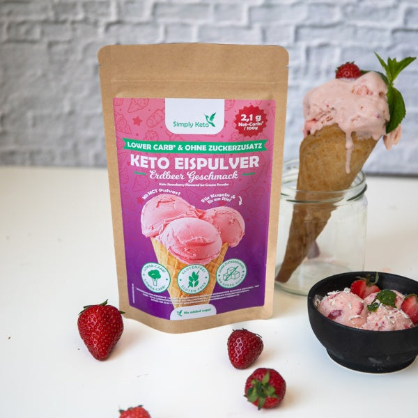 Simply Keto, Strawberry Flavored Ice Cream Powder 100g